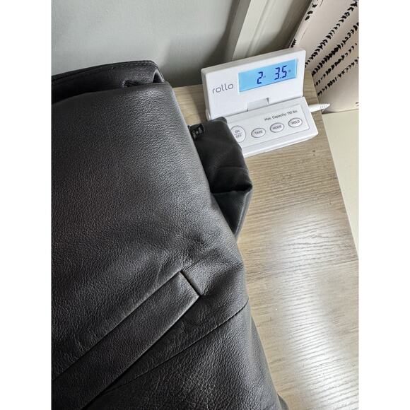 Vintage Jones Wear Sport Black Leather Button Front Long Coat L Classic 90s Y2K - Picture 12 of 12